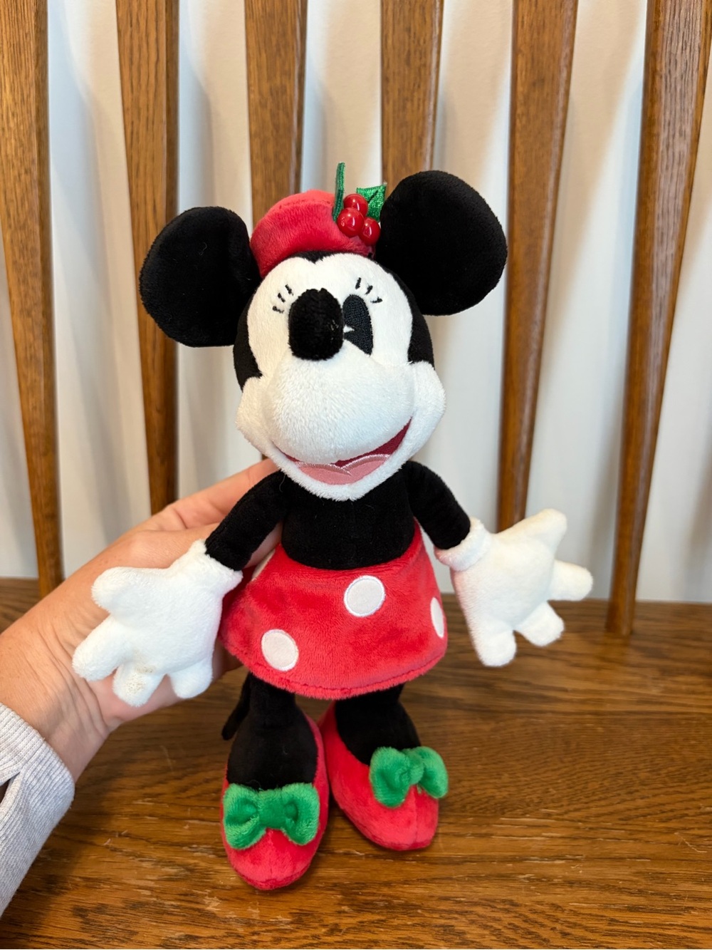 Disney Parks Holiday Minnie Mouse Plush 10" Christmas Polka Dot Dress